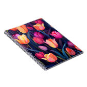 ピンクと桃のチューリップ花柄 ノートブック (右側)