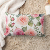 ピンクと桃のバラ ランバークッション (ブランケット)