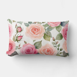 ピンクと桃のバラ ランバークッション