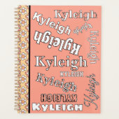 ピンクと桃のフローラのカスタマイズパーソナライズされた可能 プランナー手帳 (正面)