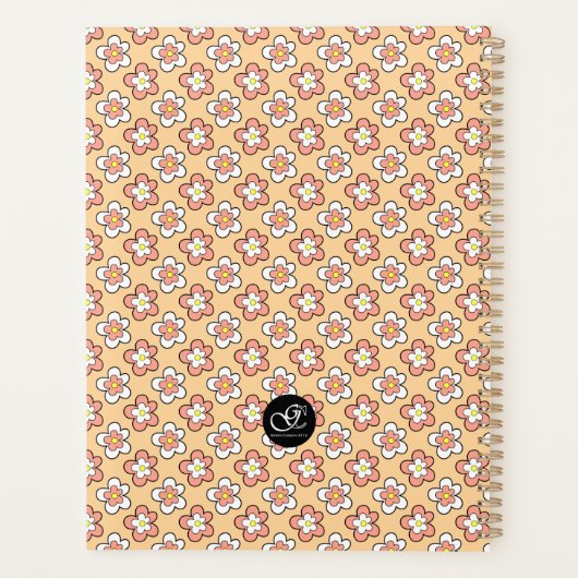 ピンクと桃のフローラのカスタマイズパーソナライズされた可能 プランナー手帳 (裏面)