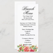 ピンクと桃のフローラ結婚のメニューカード メニュー (正面/裏面)