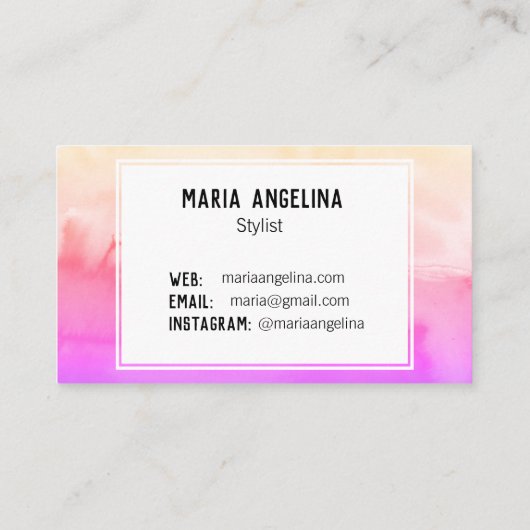 ピンクと桃の抽象芸術の水色動揺して 名刺 (裏面)