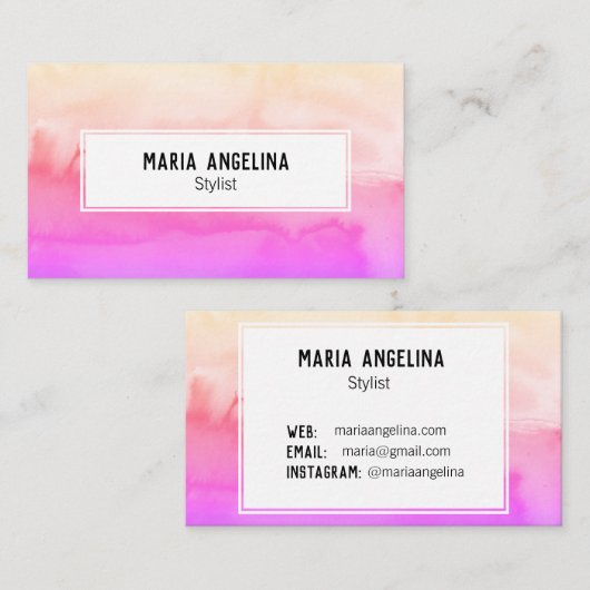 ピンクと桃の抽象芸術の水色動揺して 名刺 (正面/裏面)