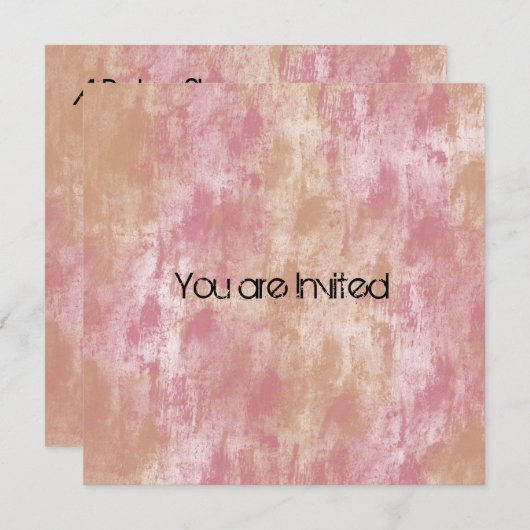 ピンクと桃の抽象芸術ベビーシャワー招待状 招待状 (正面/裏面)