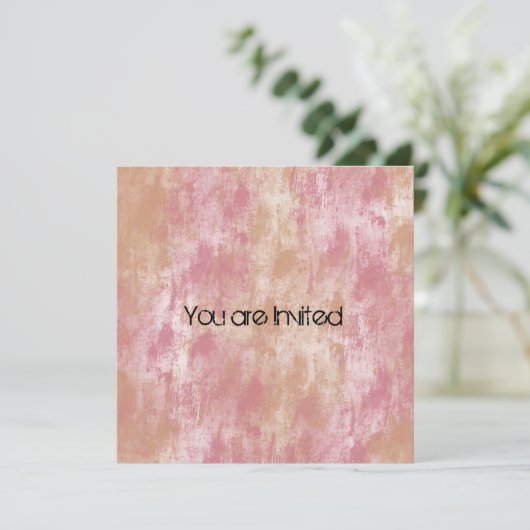 ピンクと桃の抽象芸術ベビーシャワー招待状 招待状 (スタンド正面)