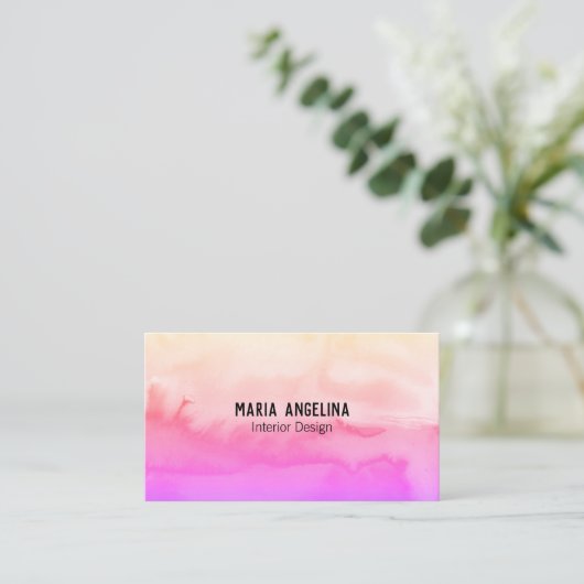 ピンクと桃の抽象芸術水色の名刺 名刺 (スタンド正面)