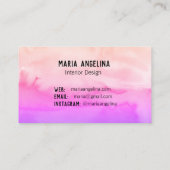 ピンクと桃の抽象芸術水色の名刺 名刺 (裏面)