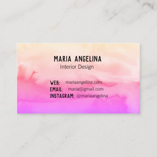 ピンクと桃の抽象芸術水色の名刺 名刺 (裏面)