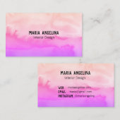 ピンクと桃の抽象芸術水色の名刺 名刺 (正面/裏面)