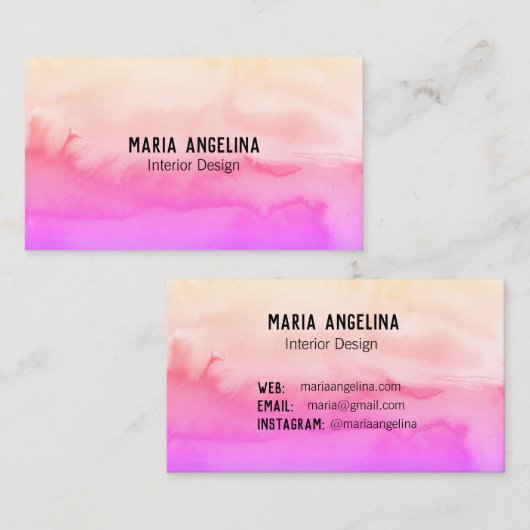 ピンクと桃の抽象芸術水色の名刺 名刺 (正面/裏面)