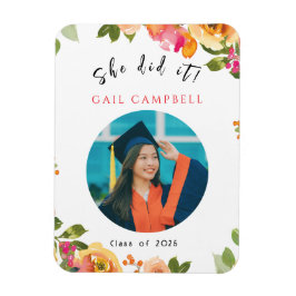 ピンクと桃の水色のフローラ写真 マグネット