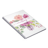 ピンクと桃の水色のフローラ パーソナライズされた ノートブック (右側)