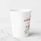 ピンクと桃の水色のフローラ パーソナライズされた 紙コップ (右)