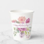 ピンクと桃の水色のフローラ パーソナライズされた 紙コップ (正面)