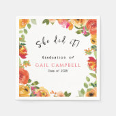 ピンクと桃の水色フローラ スタンダードカクテルナプキン (正面)