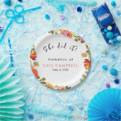 ピンクと桃の水色フローラ ペーパープレート (パーティー)