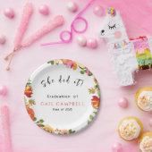 ピンクと桃の水色フローラ ペーパープレート (パーティー)