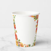 ピンクと桃の水色フローラ 紙コップ (裏面)