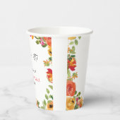 ピンクと桃の水色フローラ 紙コップ (左)