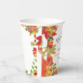 ピンクと桃の水色フローラ 紙コップ (右)