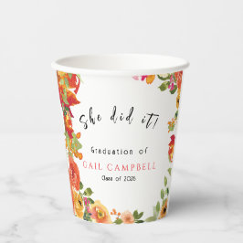 ピンクと桃の水色フローラ 紙コップ