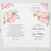 ピンクと桃の花のウェディングプログラム折り (正面/裏面)