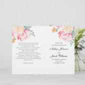 ピンクと桃の花の結婚式プログラム折り畳み (スタンド正面)