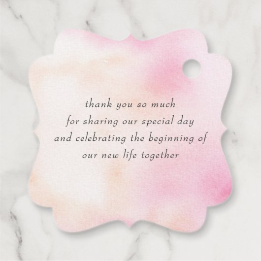 ピンクと桃の花結婚様ありがとう フェイバータグ (裏面)