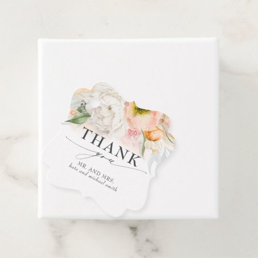 ピンクと桃の花結婚様ありがとう フェイバータグ (インサイチュ)