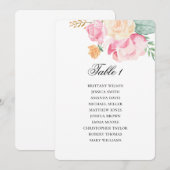 ピンクと桃色の席次表。花をテーマにした結婚式の計画 招待状 (正面/裏面)