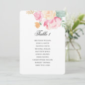 ピンクと桃色の席次表。花をテーマにした結婚式の計画 招待状 (スタンド正面)