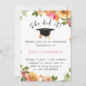 ピンクと桃色の水彩花の写真 招待状 (正面)