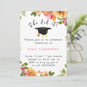 ピンクと桃色の水彩花の写真 招待状 (スタンド正面)