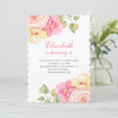 ピンクと桃色の花。女の子の花の誕生日パーティー 招待状 (スタンド正面)