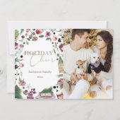 ピンクと梅の書道のモダン休日の写真 シーズンカード (正面)