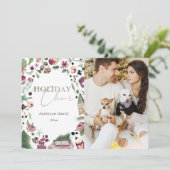 ピンクと梅の書道のモダン休日の写真 シーズンカード (スタンド正面)