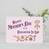 ピンクと梅の母の日から娘へ 箔シーズンカード (立ち正面)