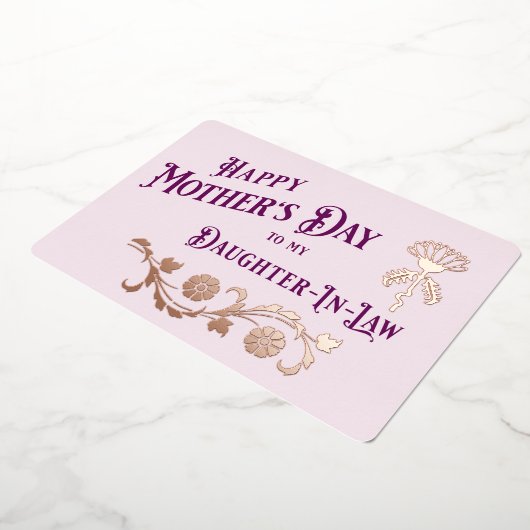 ピンクと梅の母の日から娘へ 箔シーズンカード (回転した状態)