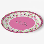 ピンクと梅の花結婚の ペーパープレート (アングル)