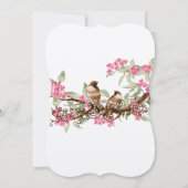 ピンクと森の緑のヴィンテージが鳥を愛する|過去記事 招待状 (裏面)