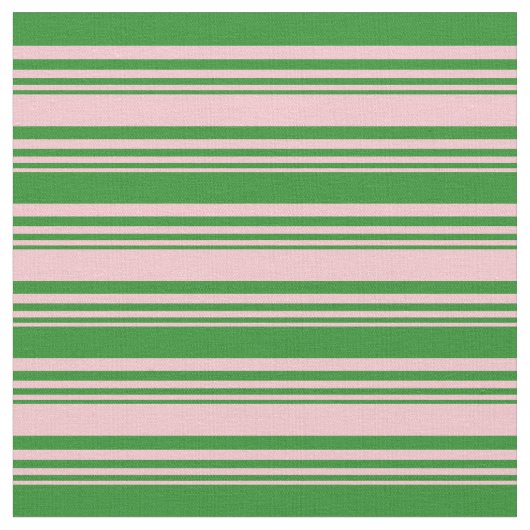 ピンクと森の緑の色のストライプ ファブリック (クローズアップ)