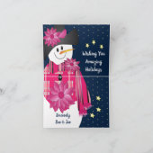 ピンクと水玉模様雪だるま シーズンカード (内部)