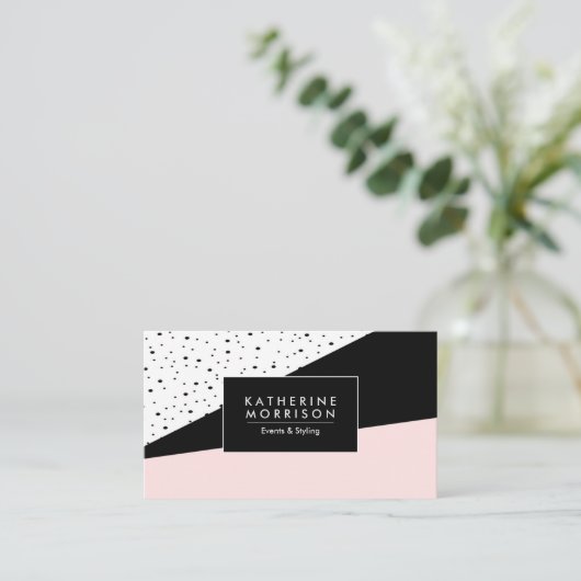 ピンクと水玉模様 名刺 (スタンド正面)