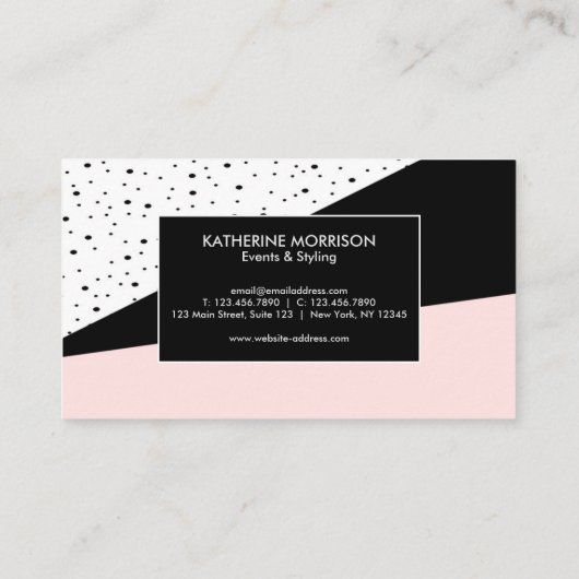 ピンクと水玉模様 名刺 (裏面)