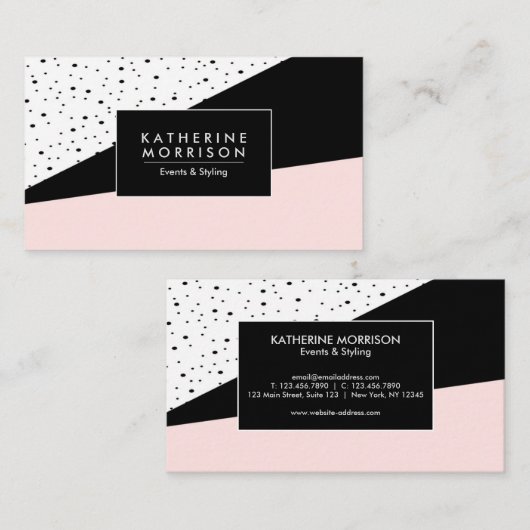 ピンクと水玉模様 名刺 (正面/裏面)