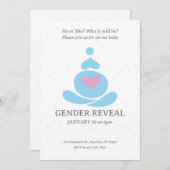 ピンクと水色のシンプルでおしゃれなジェンダー 招待状 (正面/裏面)