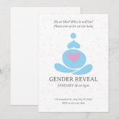 ピンクと水色のシンプルでおしゃれな性別発表デザイン 招待状 (正面/裏面)