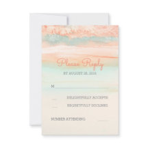 ピンクと海の青の水色の結婚式RSVP