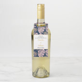 ピンクと海軍の熱帯葉水玉模様の結婚 ボトルネックタグ (ボトル)